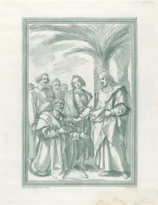 Christ Consigning the Keys to Saint Peter, by Andrea Scacciati, ink, 1766