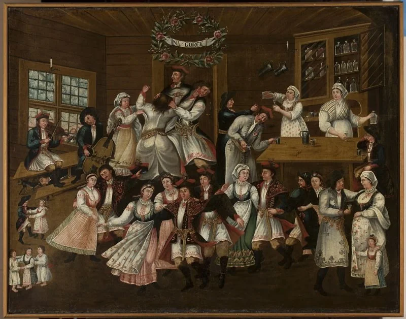 Tavern scene – On top, detail