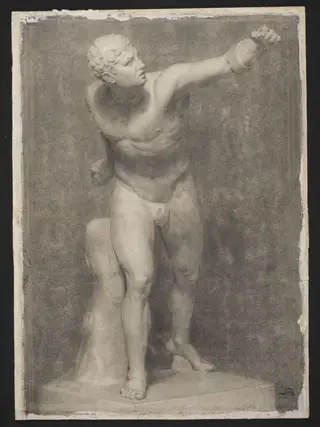 Study of a plaster cast of the Borghese Gladiator, by Maria Brooks, 1872