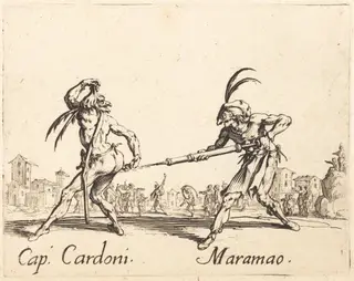Cap. Cardoni and Maramao, by Jacques Callot, ink, 1622