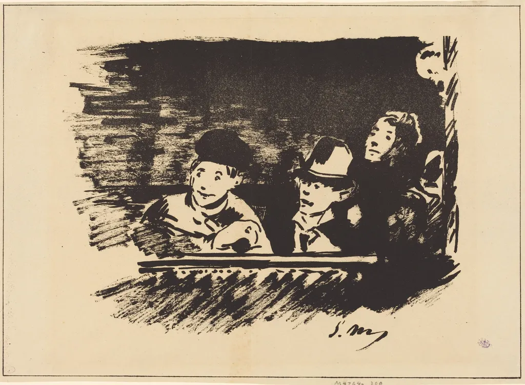 Au Paradis (In the Balcony), by Édouard Manet, ink, 1858