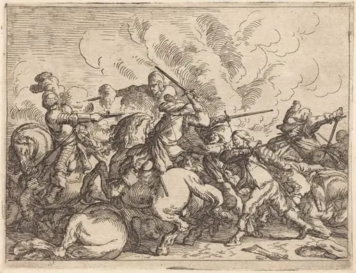 Capricci di varie battaglie, by Johann Wilhelm Baur, ink, 1635