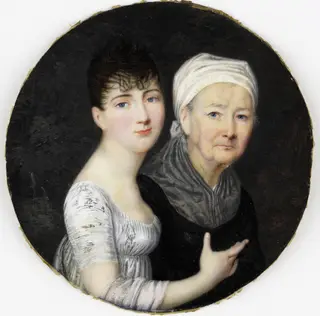Portret van een oude en een jonge vrouw, by Johns, unspecified, 1800