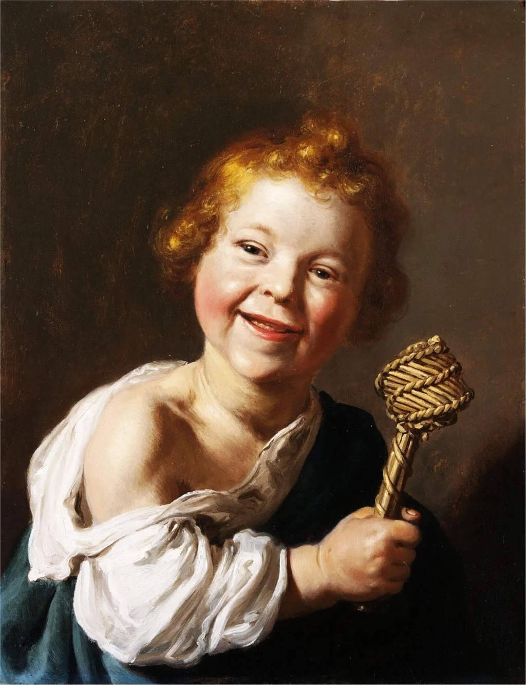 A Laughing Child Holding a Wicker Rattle, by Salomon de Bray, oil