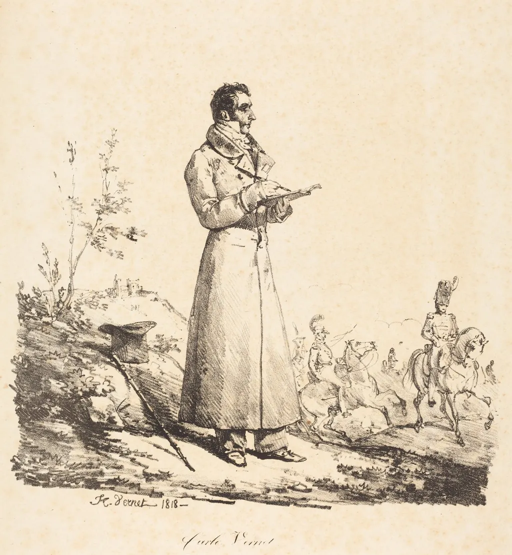 Carle Vernet, Full-Length, by Horace Vernet, ink, 1818