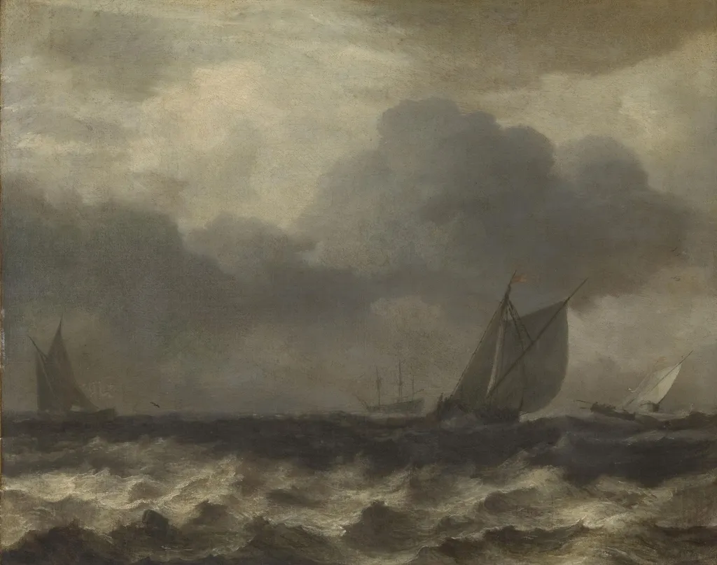 Rough Sea, by Allart van Everdingen, oil, 1650