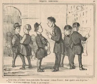 Si tu veux, je t'achète deux cents billes ..., by Honoré Daumier, ink, 1857