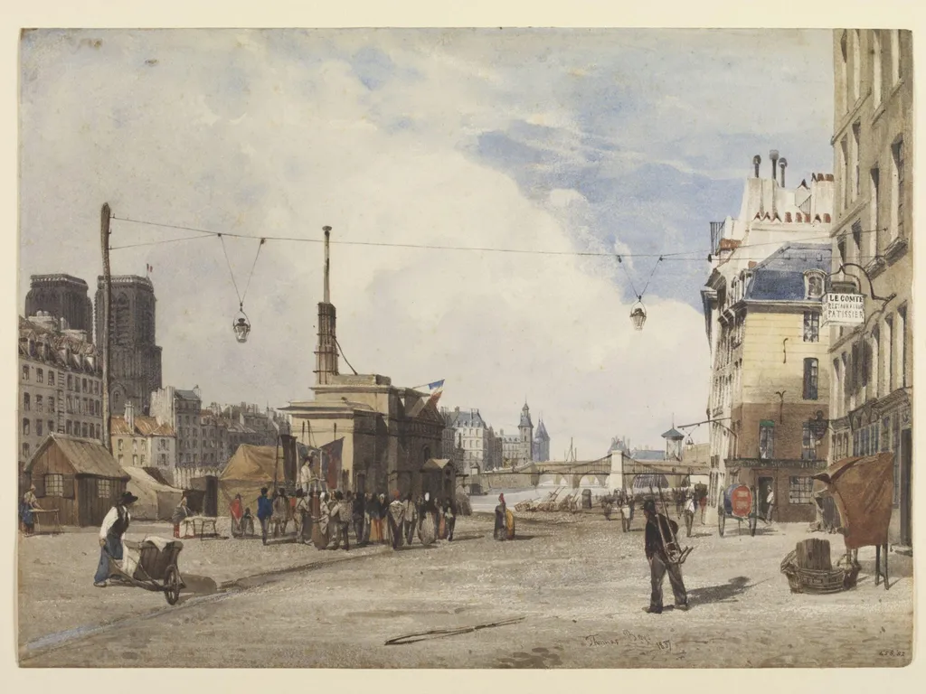 Quai de la Greve, Paris, by Thomas Shotter Boys, watercolor, 1837