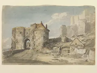 Peverell's Gateway, Dover Castle, by Amelia Long, watercolor, 1807
