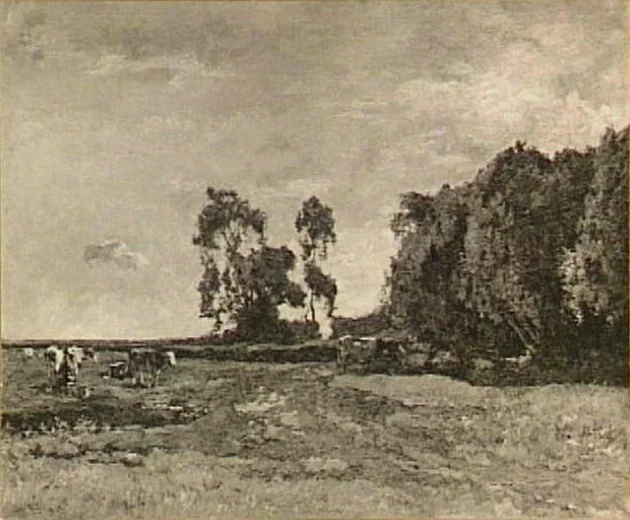 Weide met koeien, detail