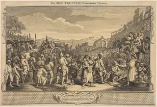 The Idle 'Prentice Executed at Tyburn, by William Hogarth, ink, 1747