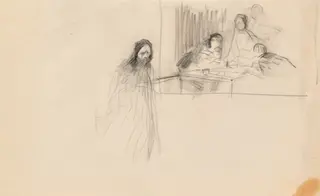 Christ at Emmaus, by Jean-Louis Forain, chalk, 1902
