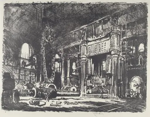 The Gun Forge, by Joseph Pennell, ink, 1916