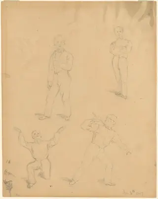 Studies of Men, by Sanford Robinson Gifford, graphite, 1847