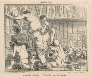Aux bains Deligny, by Honoré Daumier, ink, 1858