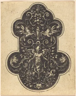 Female Figure, by Etienne Delaune, ink, 1551