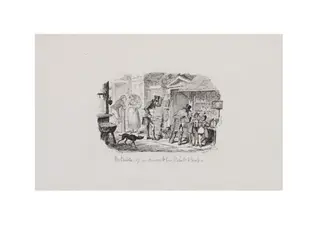 Outside of a Humble Print Shop, by George Cruikshank, 1828
