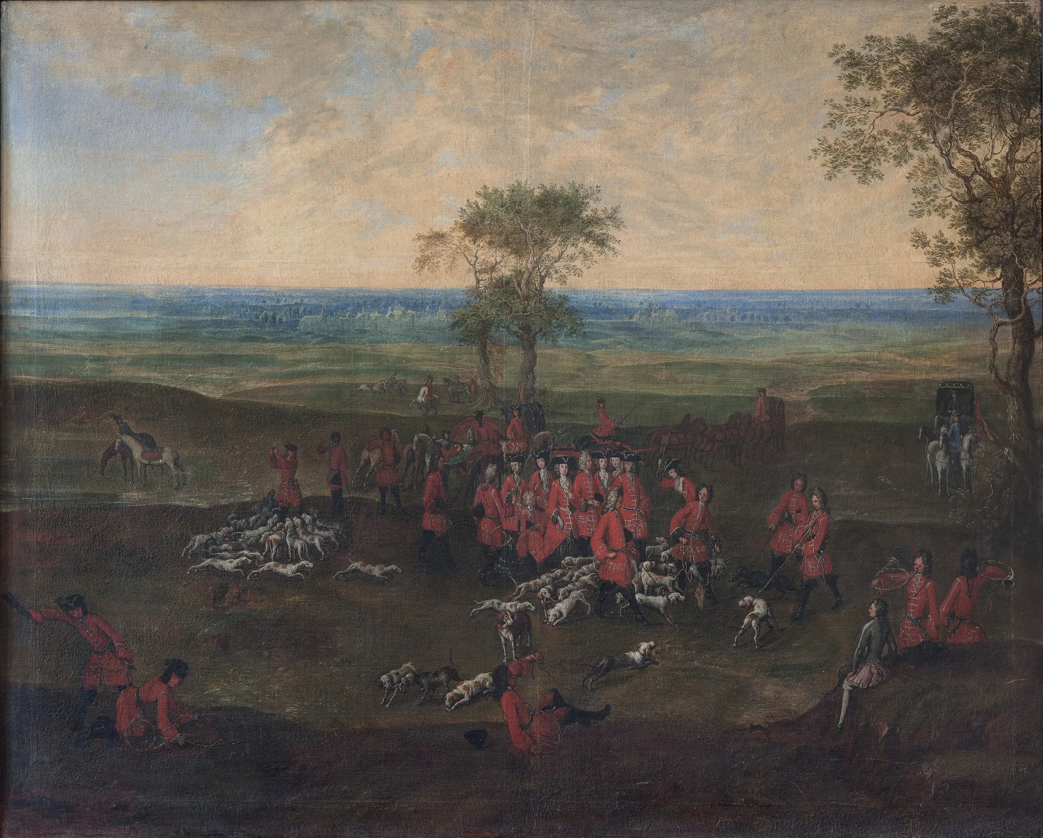 En jagt hvori prinsesserne deltager, tildels i mandlige dragter, detail