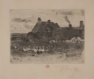 Les Petites Chaumieres, by Félix-Hilaire Buhot, ink, 1878