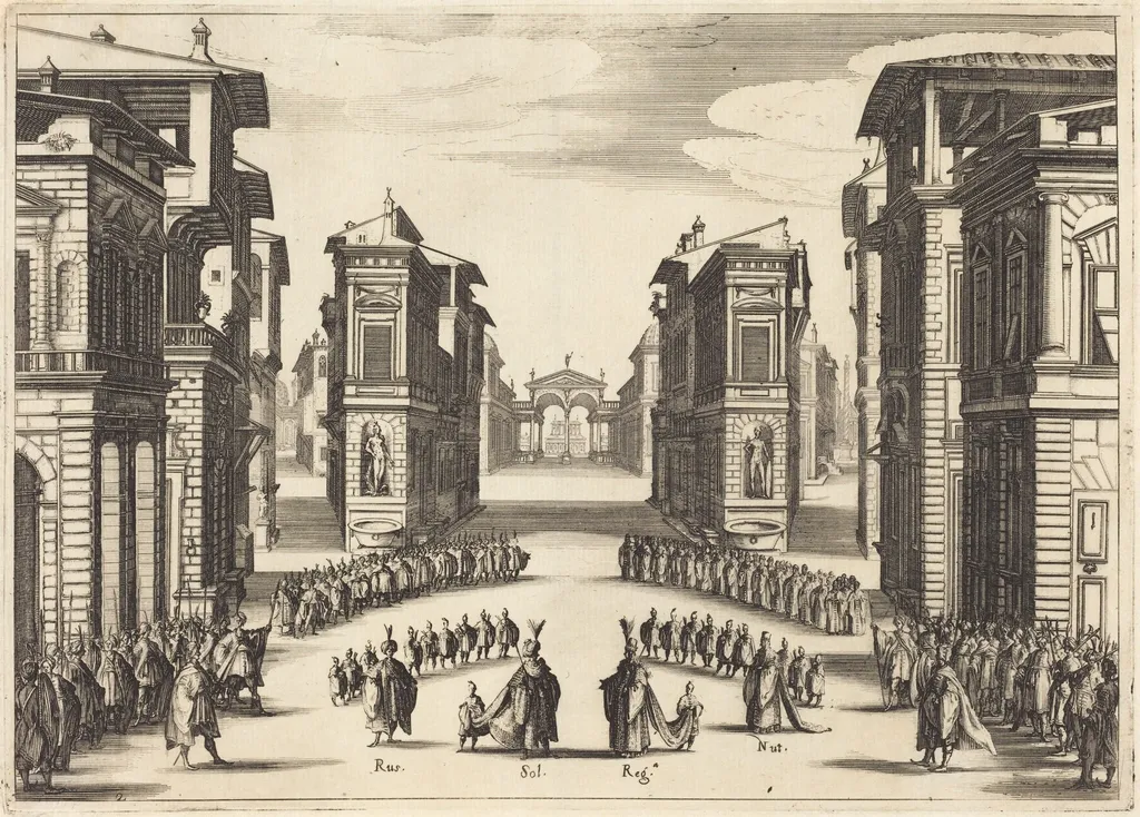 Il Solimano, Act II, by Jacques Callot, ink, 1620