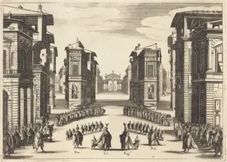 Il Solimano, Act II, by Jacques Callot, ink, 1620