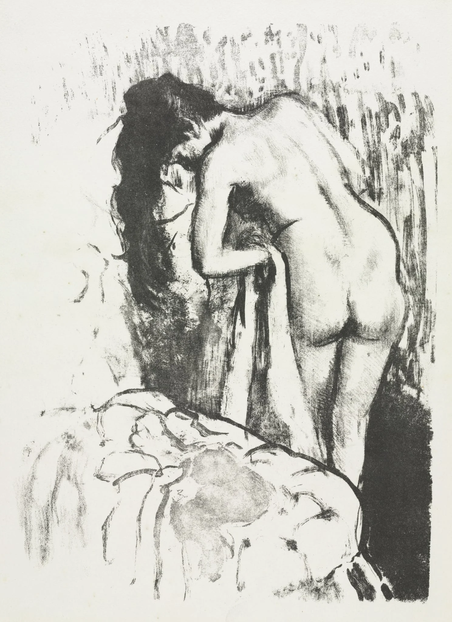 Nude Woman Standing, Drying Herself, detail