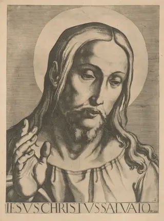 Bust of Christ, by Raffaello Schiaminossi, ink, 1606