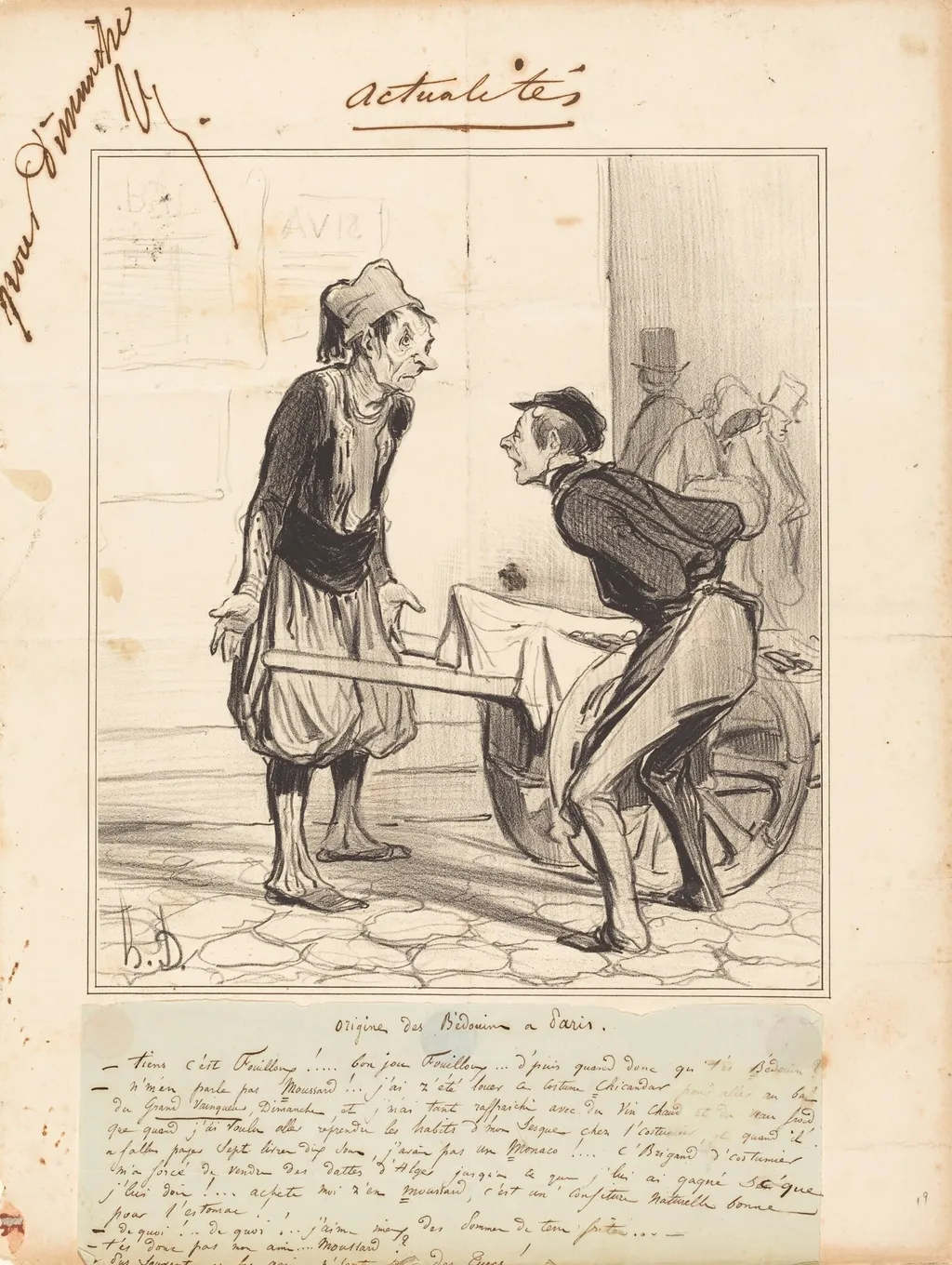Origine des Bédoins a Paris, by Honoré Daumier, ink, 1841