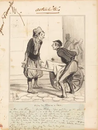 Origine des Bédoins a Paris, by Honoré Daumier, ink, 1841