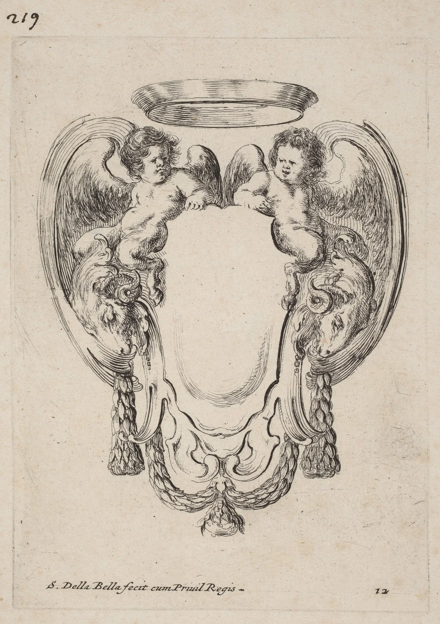Cartouche with Rams and Infant Satyrs, detail