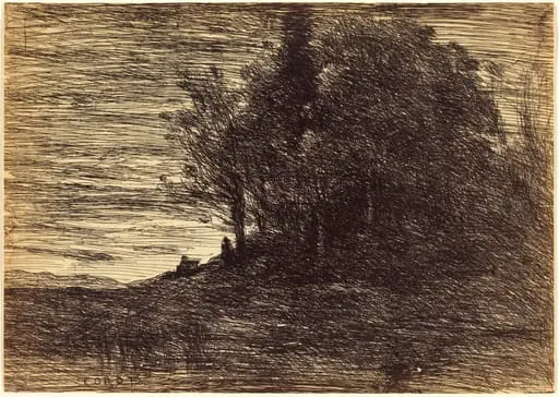 Hermit's Woods (Le Bois de l'ermite), by Jean Baptiste Camille Corot, 1858