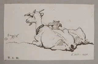 A goat and kid, by George Chinnery, 12