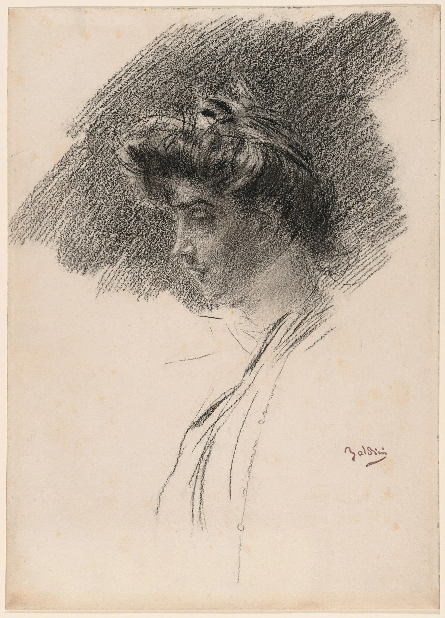 Bust of a Young Woman in Profile, detail