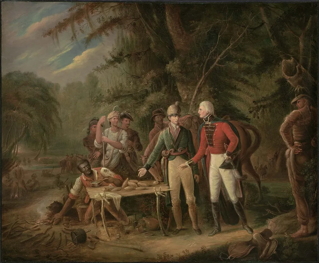 General Francis Marion Inviting A British Officer to Share His Meal or The Swamp Fox, by John Blake White, oil, 1810