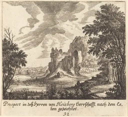Mountain View, by Melchior Küsel, ink, 1681