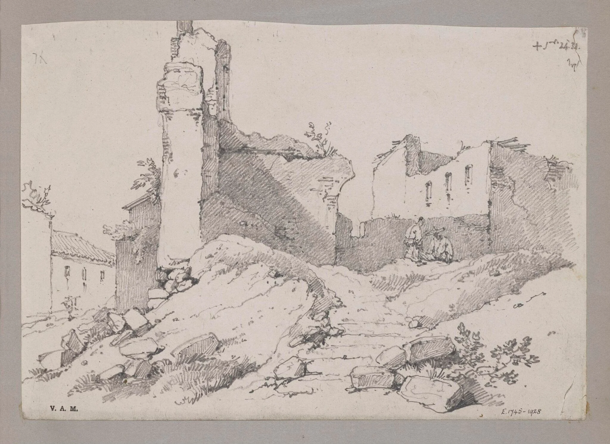 Ruins of the Swedish Factory, Macao, 1831, detail