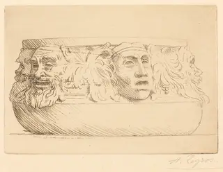Vase with Grotesques (Le vase aux masques), by Alphonse Legros, ink, 1874