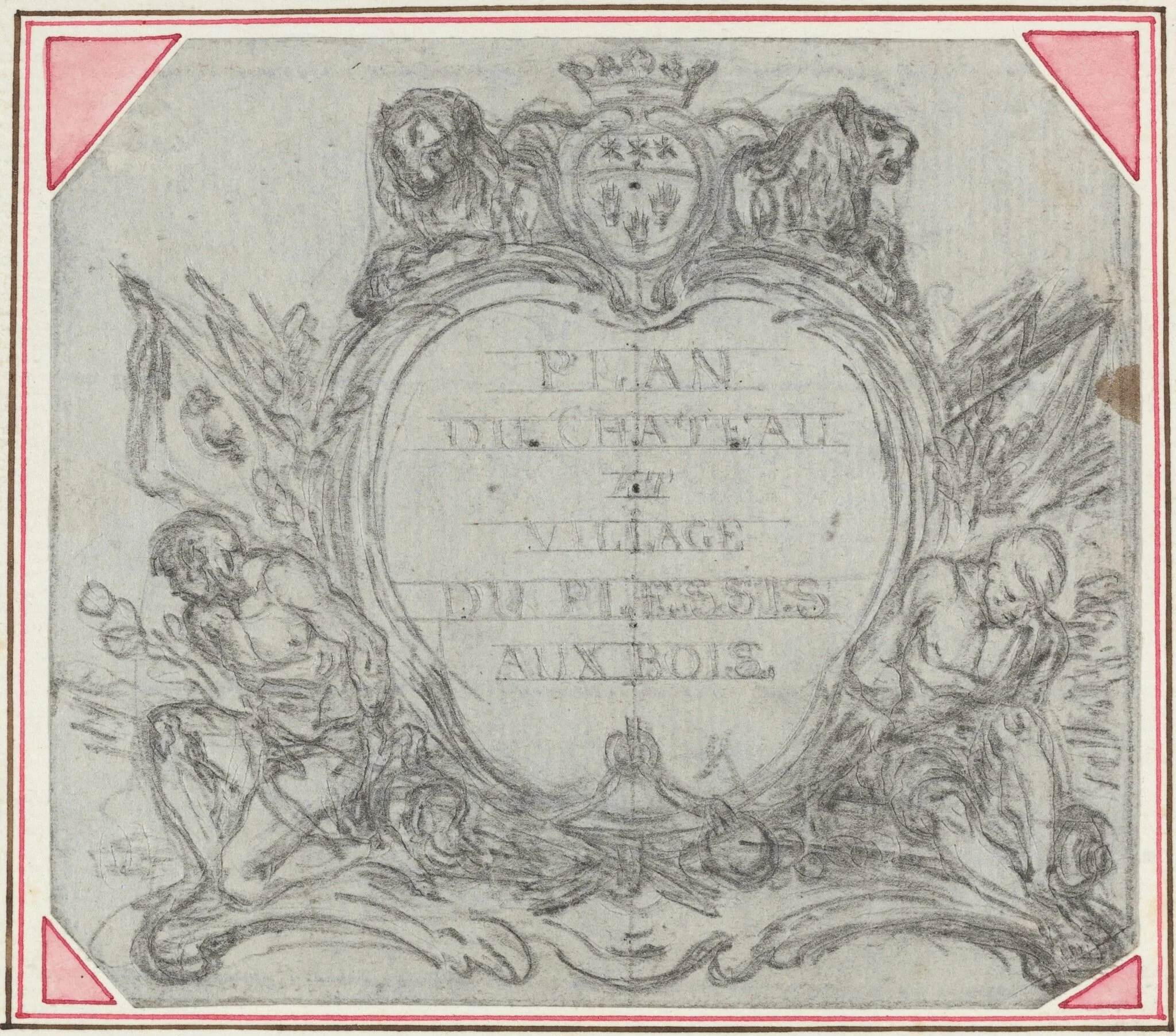 Title Cartouche for a Map of the Chateau and Village of Le Plessis aux Bois, detail