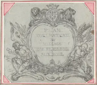 Title Cartouche for a Map of the Chateau and Village of Le Plessis aux Bois, by Hubert François Gravelot, graphite, 1736
