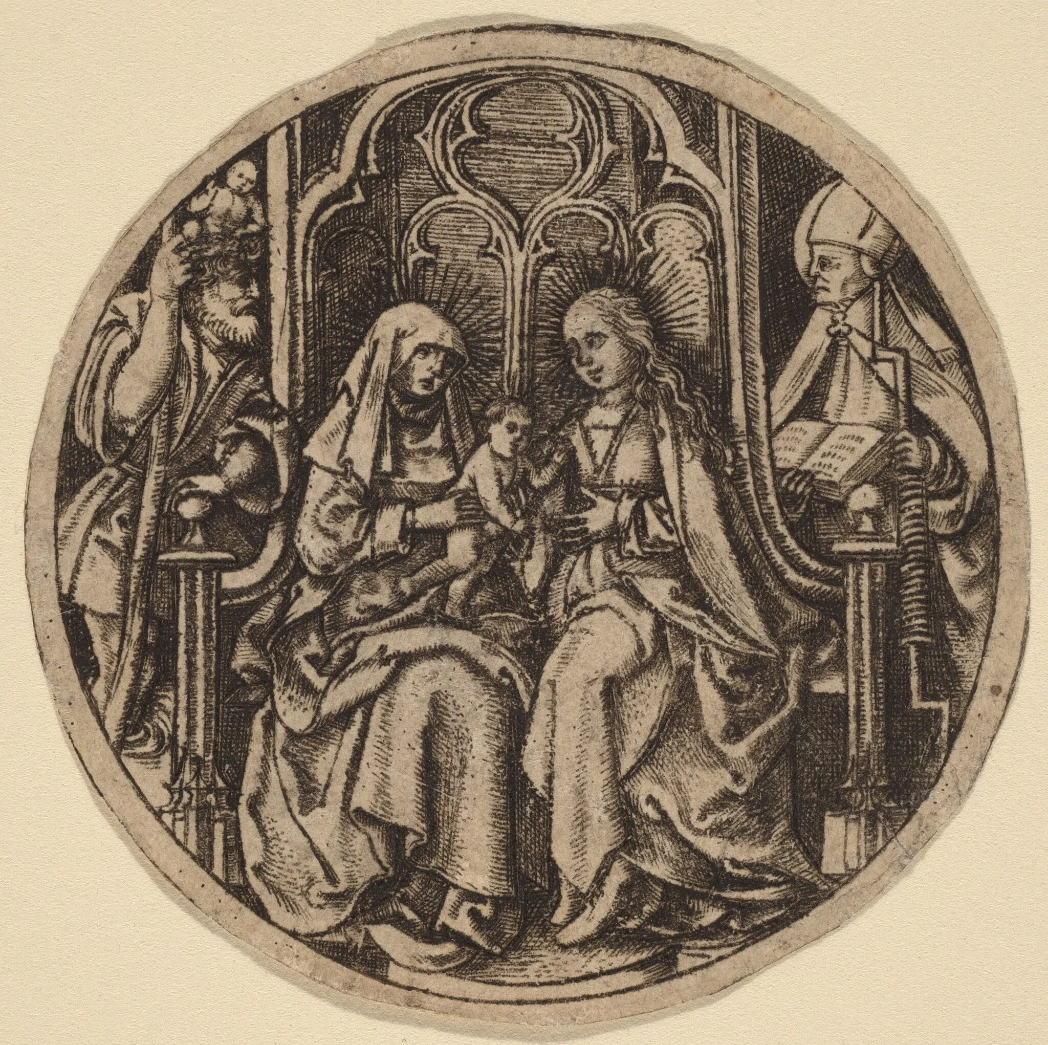 Madonna and Child with Saints Christopher and Erasmus, detail