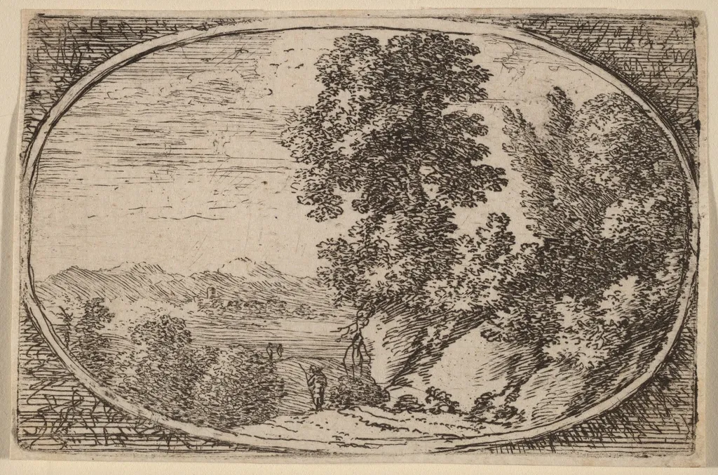 The Boulder Crowned with Trees, by Herman van Swanevelt, ink, 1628