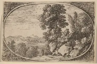 The Boulder Crowned with Trees, by Herman van Swanevelt, ink, 1628