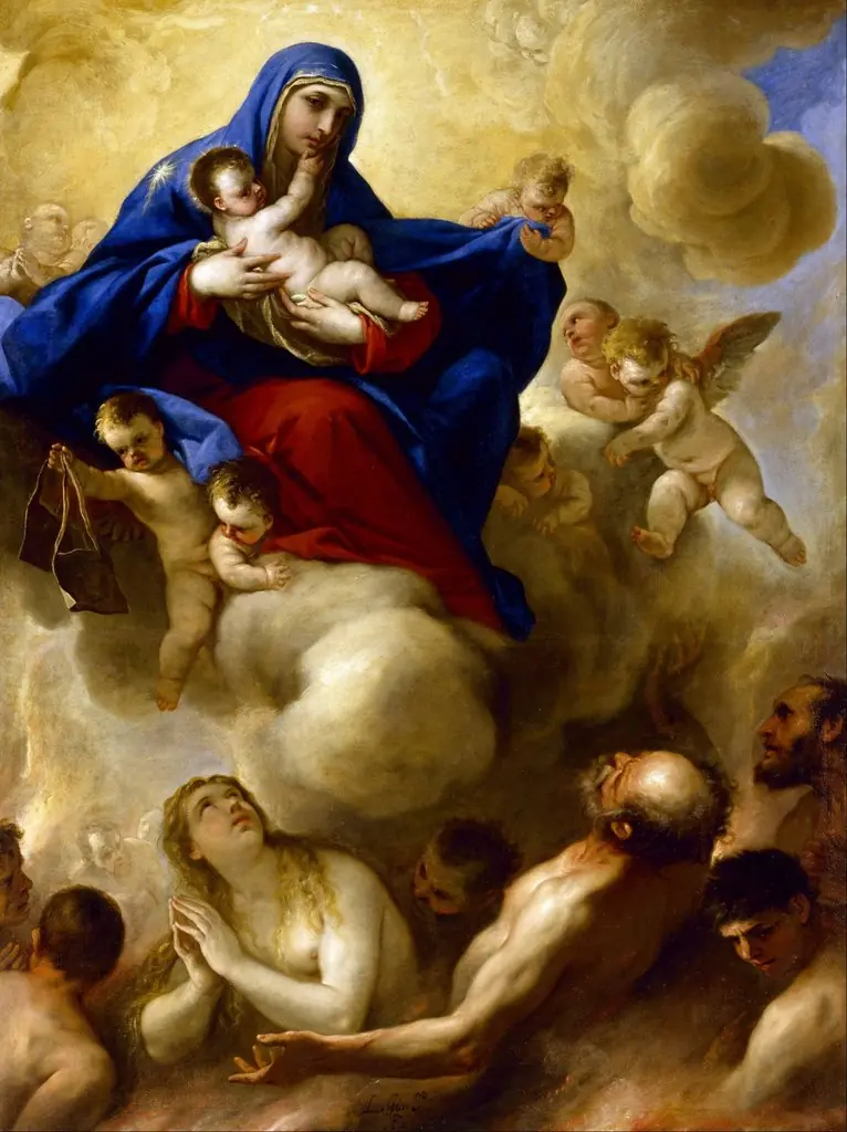 Madonna and Child with Souls in Purgatory, by Luca Giordano, oil, 1665