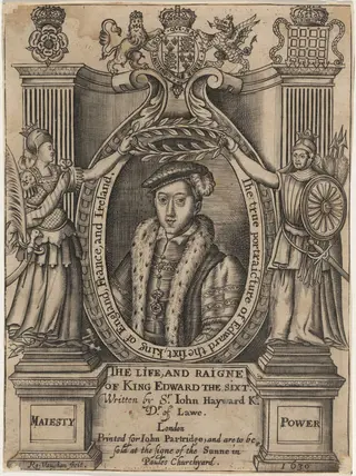 Title Plate to John Hayward, Life and Reigne of King Edward the Sixth, by Robert Vaughan, ink, 1630