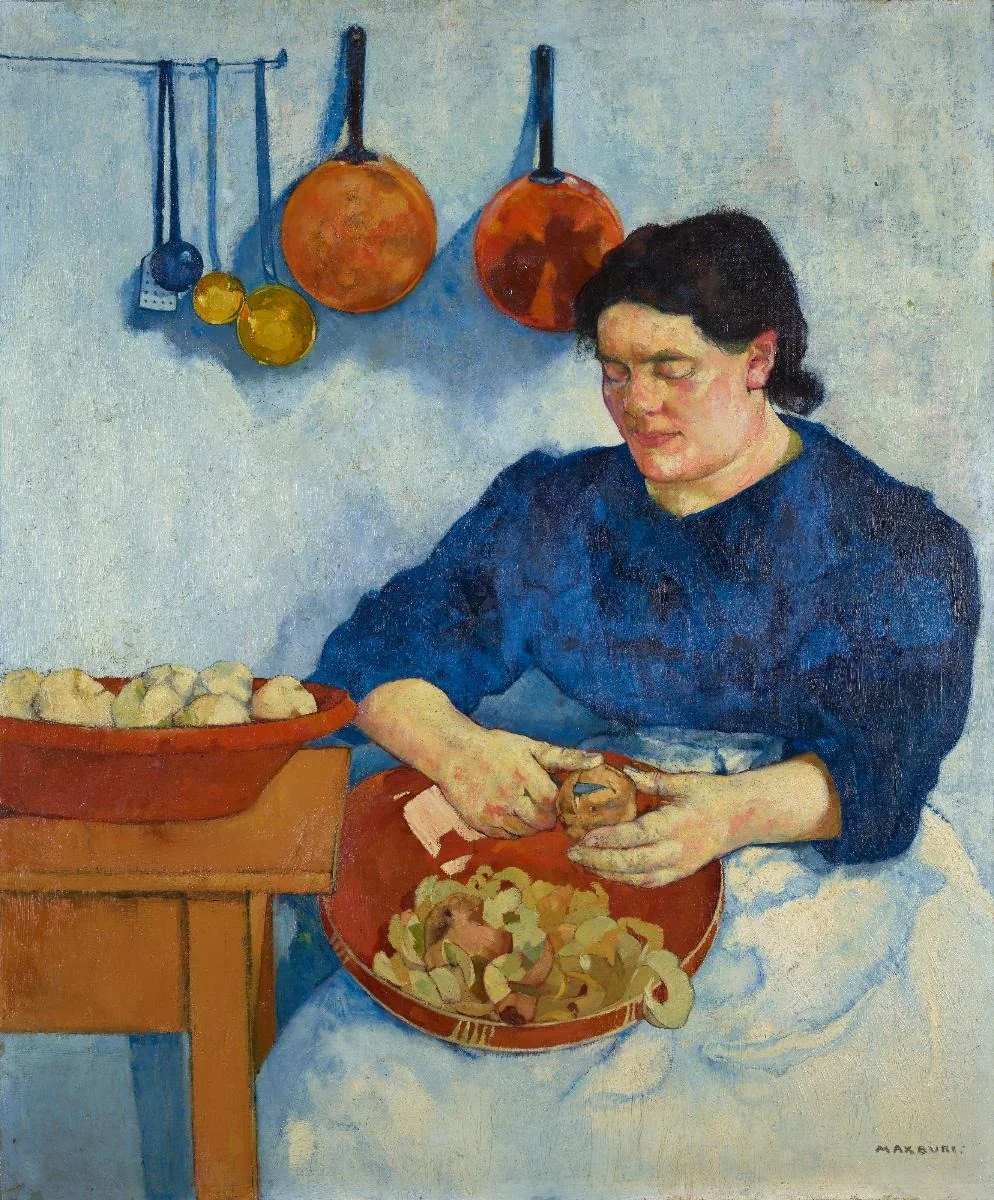 Beim Kartoffelschälen, detail