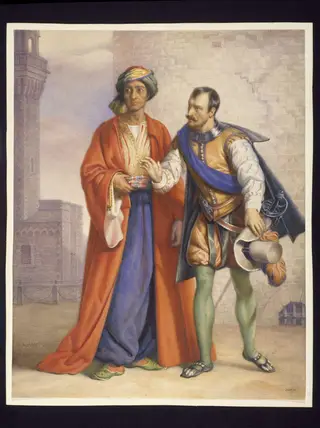 Othello and Iago, by Hart, watercolor, 1857