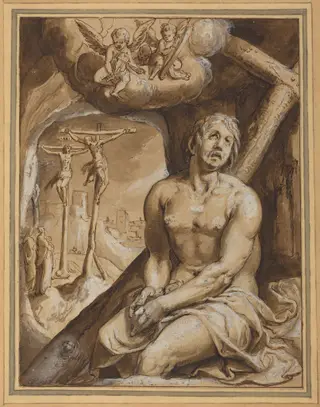 The Good Thief, by Karel van Mander I, ink, 1577