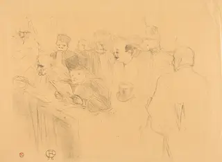 Soudais Deposition (Déposition Soudais), by Henri de Toulouse-Lautrec, ink, 1896