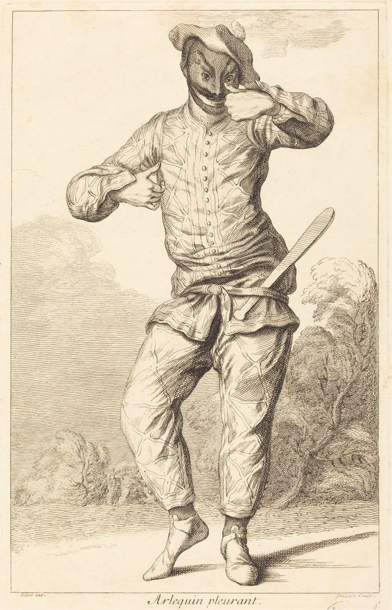 Arlequin pleurant, detail