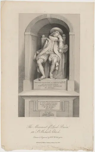 Monument of Lord Bacon in Saint Michael's Church, by William Henry Worthington, ink, 1827